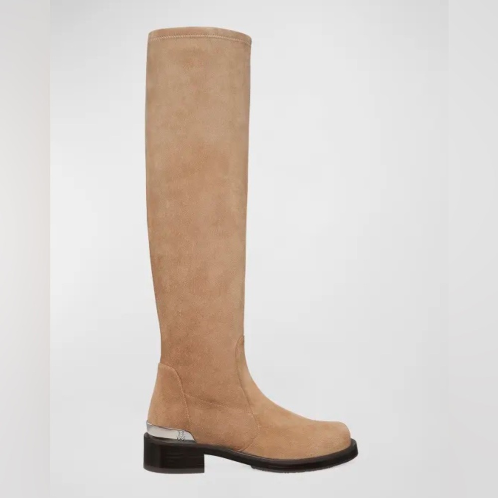 Stuart Weitzman Mercer Bold Suede Knee Boots In Khaki size 7.5